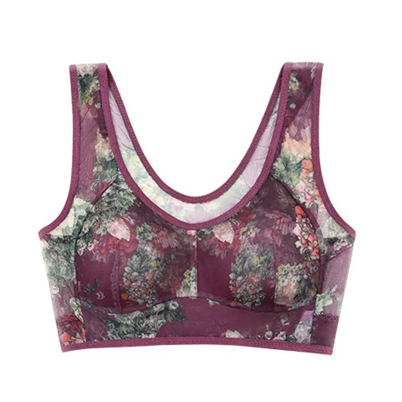 Middle-aged and elderly seamless sports underwear women's bra wireless big chest small breast contracting vest sleep bra