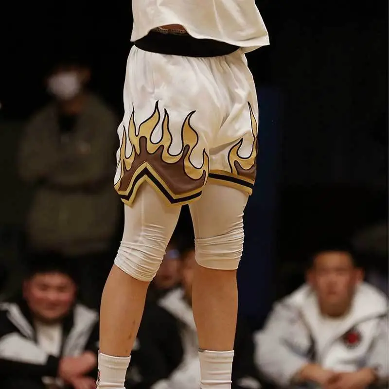 Men White Flame Basketball Shorts 2024 - Image 6