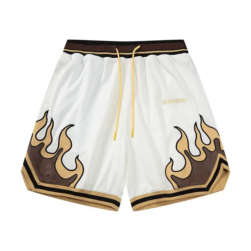 Men White Flame Basketball Shorts 2024 - Image 2