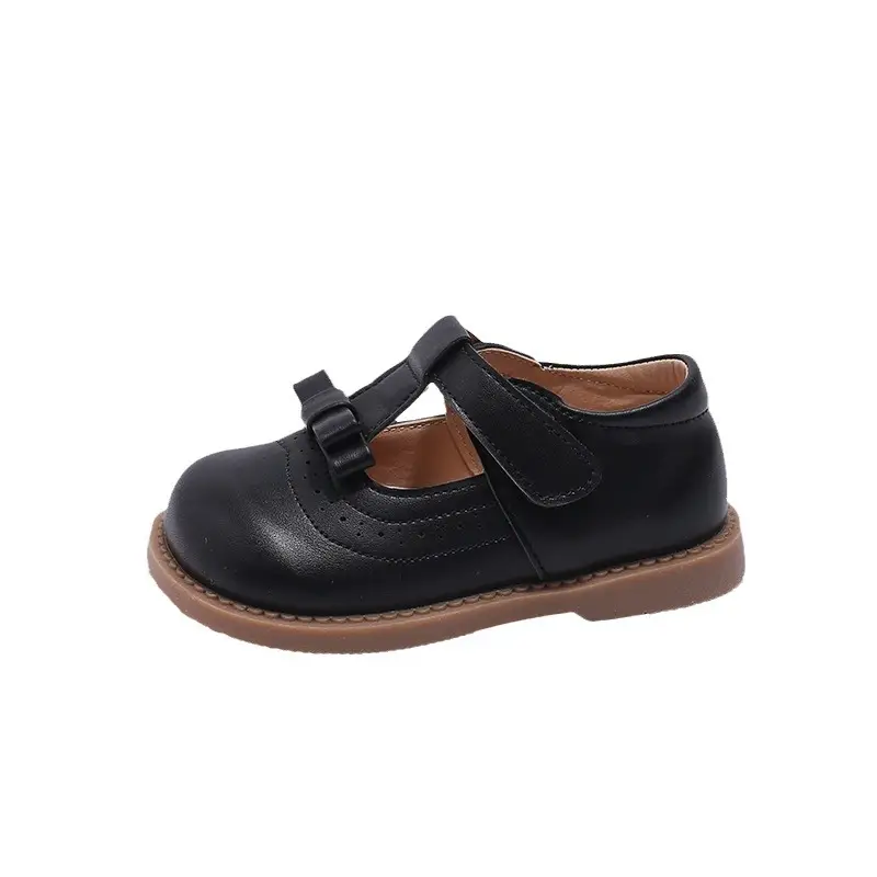 2025 New Kids Leather Bow Shoes White Soft Sole - Image 8