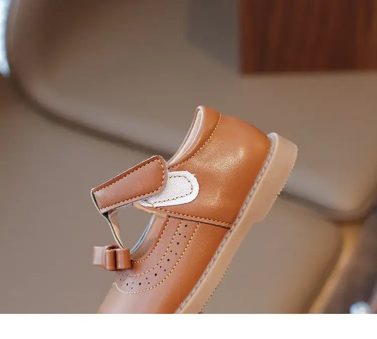 2025 New Kids Leather Bow Shoes White Soft Sole — feature 19