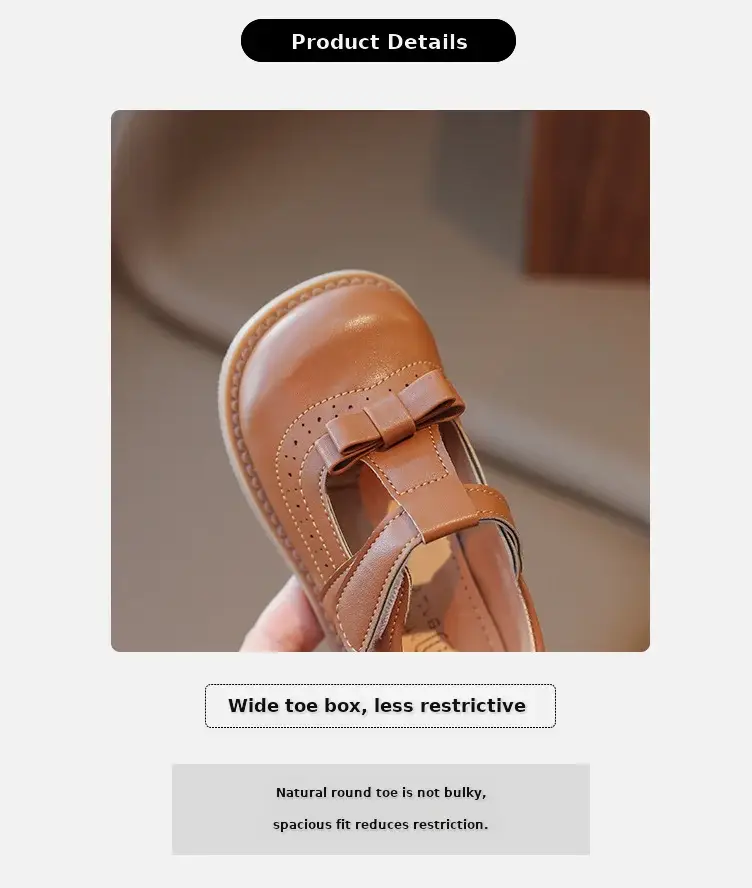 2025 New Kids Leather Bow Shoes White Soft Sole — feature 3