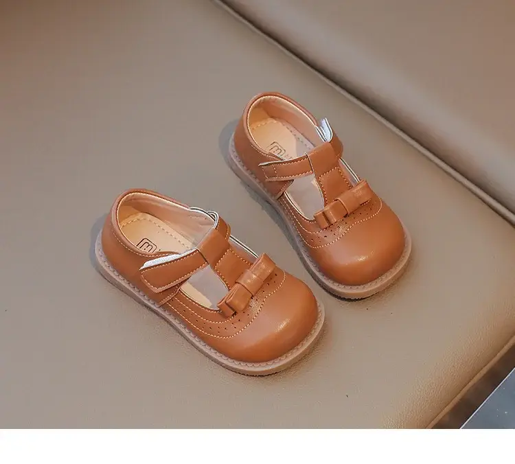 2025 New Kids Leather Bow Shoes White Soft Sole — feature 8