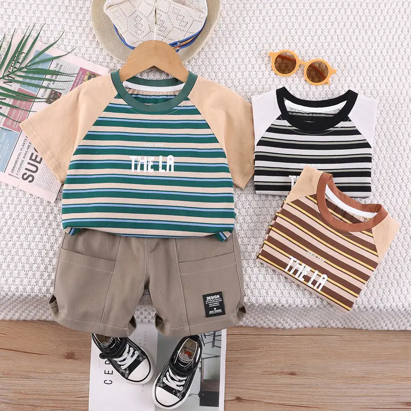 Children Striped Shorts T-Shirt Set Summer 2024 - Image 4