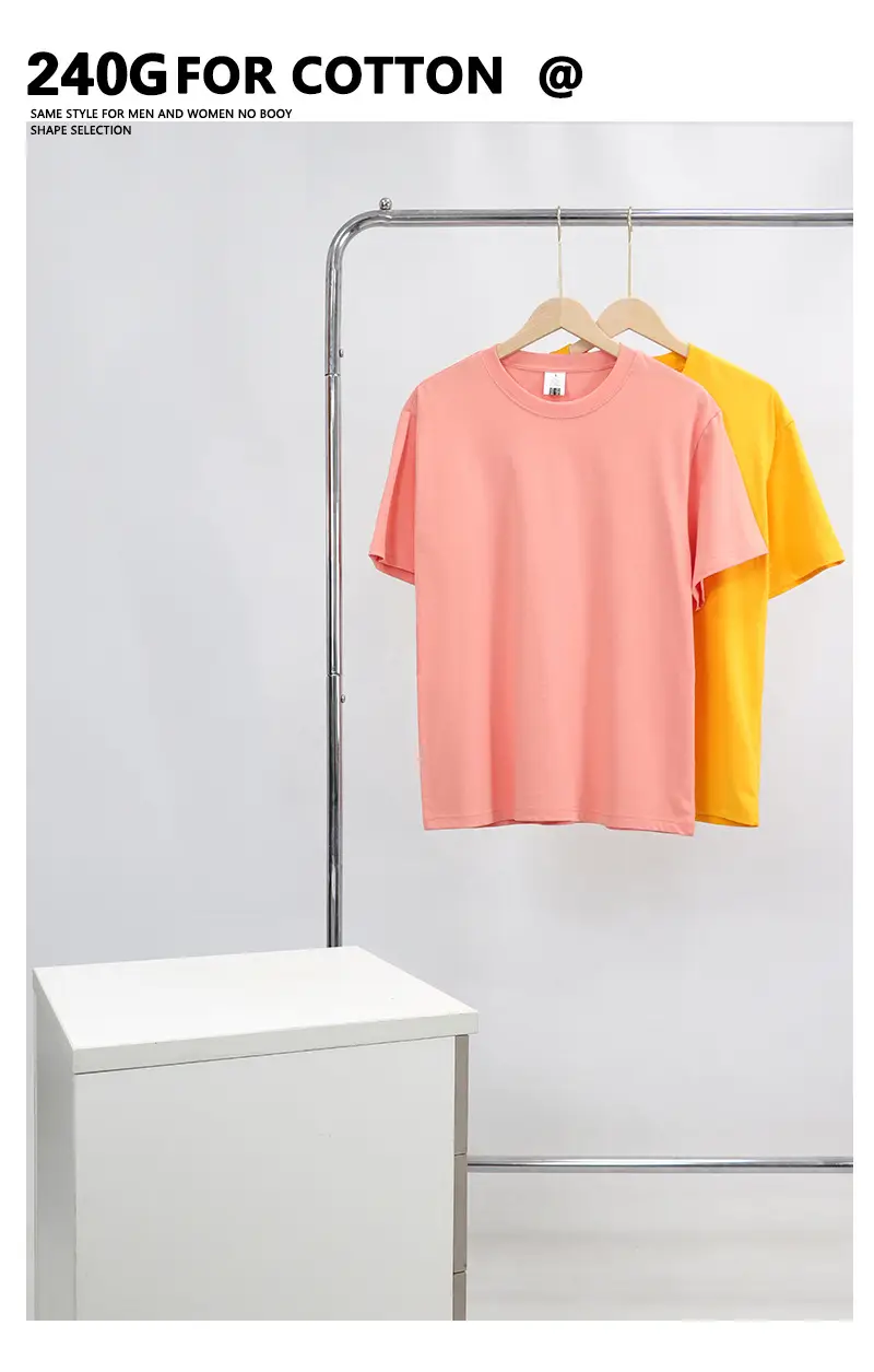 Men Cotton T-Shirt Yellow Short Sleeve Loose Fit — feature 6