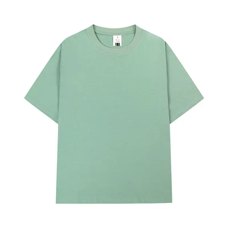 Men Cotton T-Shirt Yellow Short Sleeve Loose Fit - Image 6
