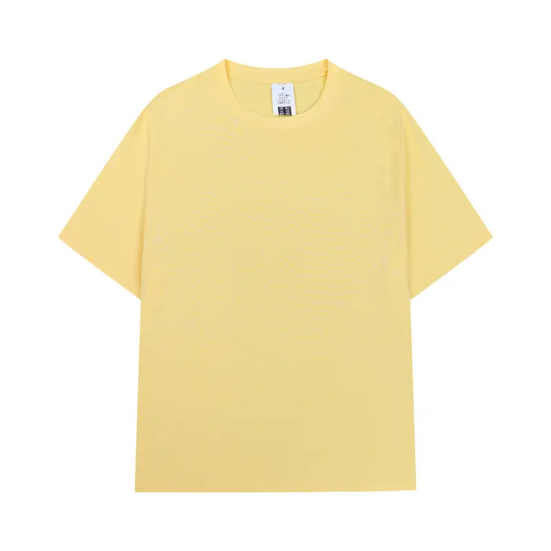 Men Cotton T-Shirt Yellow Short Sleeve Loose Fit - Image 9