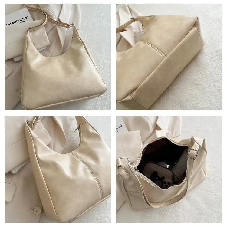 Women's Beige Canvas Shoulder Tote Bag 2024 — feature 9