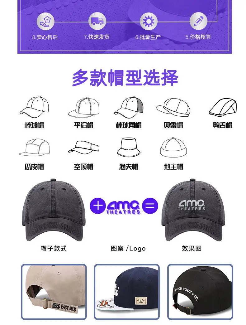 Custom Logo Baseball Cap Wholesale Cross-Border Distressed — feature 8