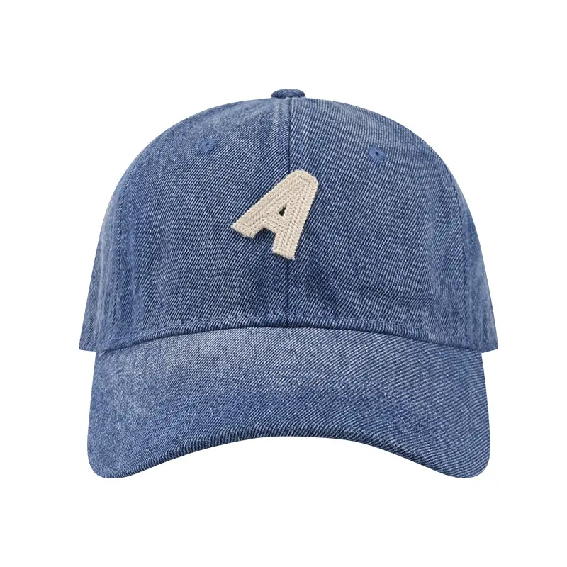 Blue Denim Big Head Baseball Cap with 'A' Embroidery - Image 9
