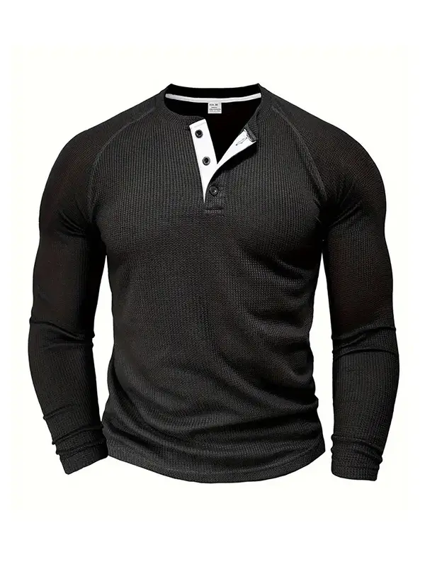 Men's Long Sleeve T-Shirt Turquoise Black Large