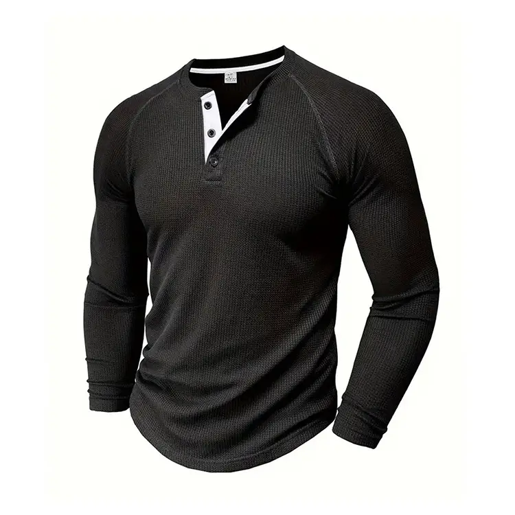 Men's Long Sleeve T-Shirt Turquoise Black Large — feature 14