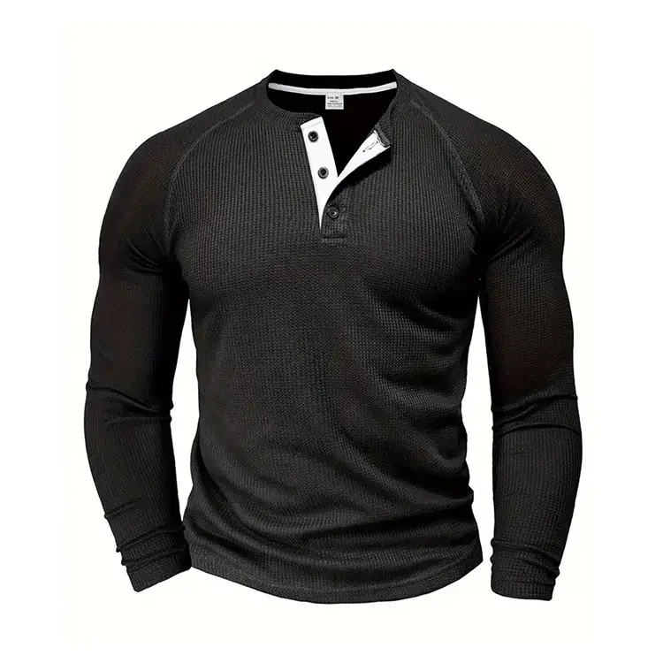 Men's Long Sleeve T-Shirt Turquoise Black Large — feature 15