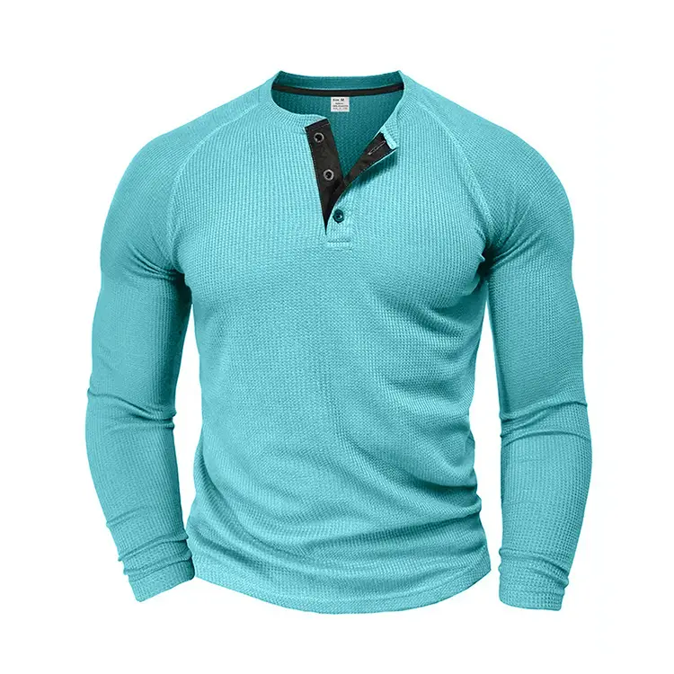 Men's Long Sleeve T-Shirt Turquoise Black Large — feature 26