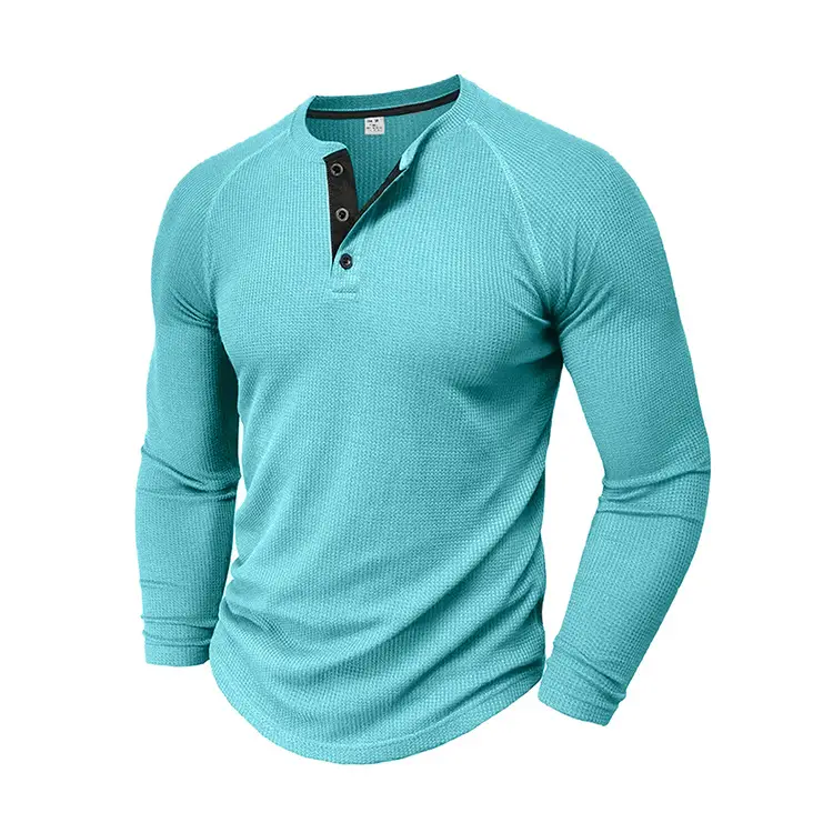 Men's Long Sleeve T-Shirt Turquoise Black Large — feature 27