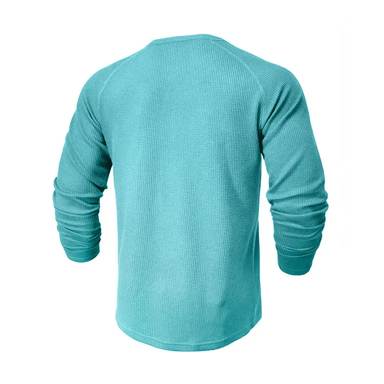 Men's Long Sleeve T-Shirt Turquoise Black Large — feature 28