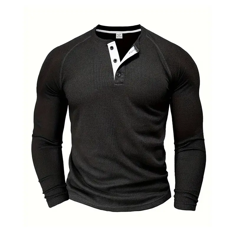 Men's Long Sleeve T-Shirt Turquoise Black Large