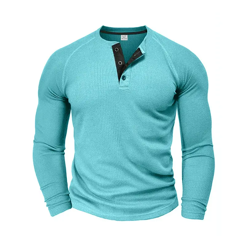 Men's Long Sleeve T-Shirt Turquoise Black Large