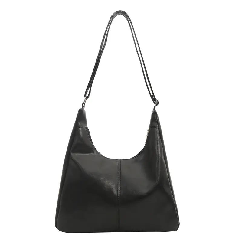 Black Leather Retro Shoulder Bag 2023 Korean Style - Image 9