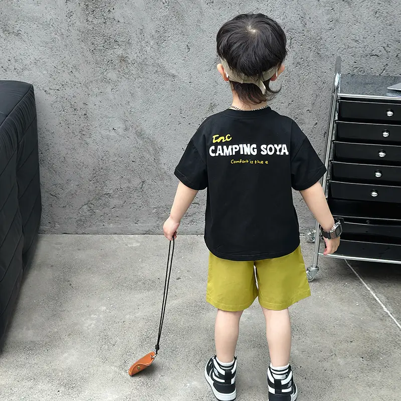 Boys Camping Short Sleeve T-Shirt Green Shorts Set - Image 3