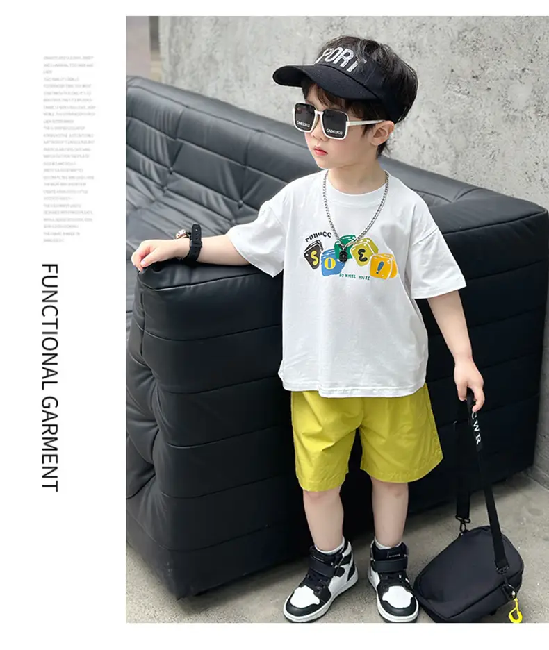 Boys Camping Short Sleeve T-Shirt Green Shorts Set — feature 11