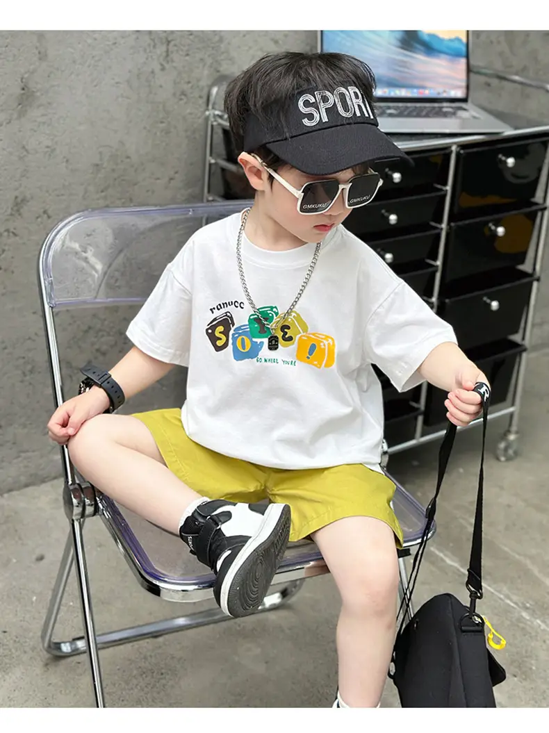 Boys Camping Short Sleeve T-Shirt Green Shorts Set — feature 12