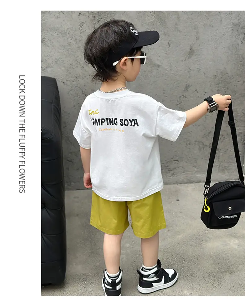 Boys Camping Short Sleeve T-Shirt Green Shorts Set — feature 13