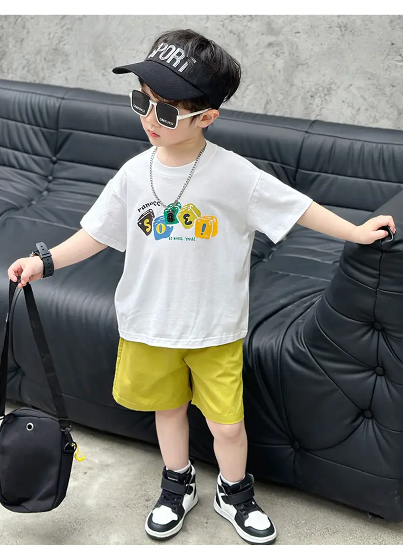 Boys Camping Short Sleeve T-Shirt Green Shorts Set — feature 14