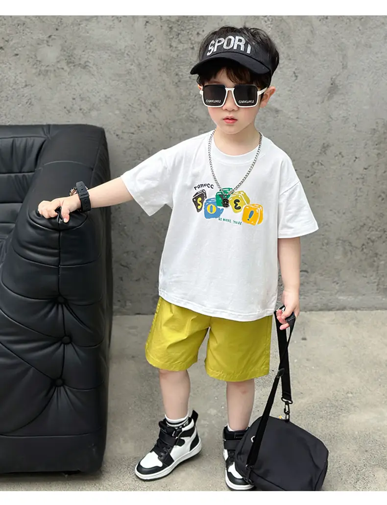 Boys Camping Short Sleeve T-Shirt Green Shorts Set — feature 15