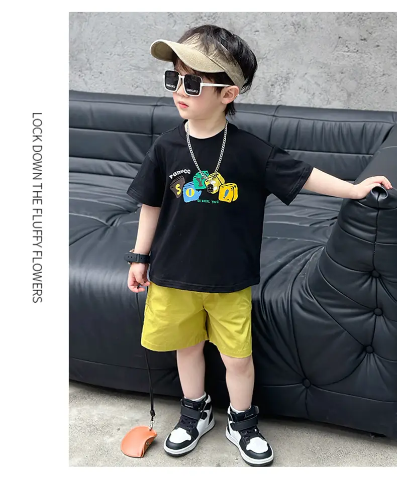 Boys Camping Short Sleeve T-Shirt Green Shorts Set — feature 8