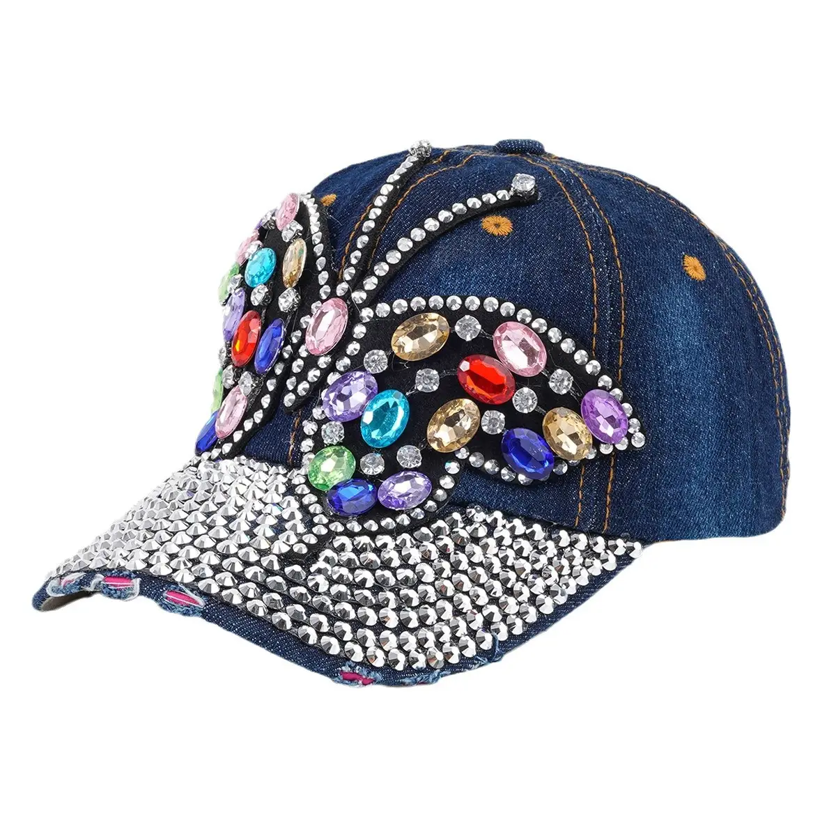Men Women European American Baseball Cap with Gem Rhinestone Full Bristle - Image 5