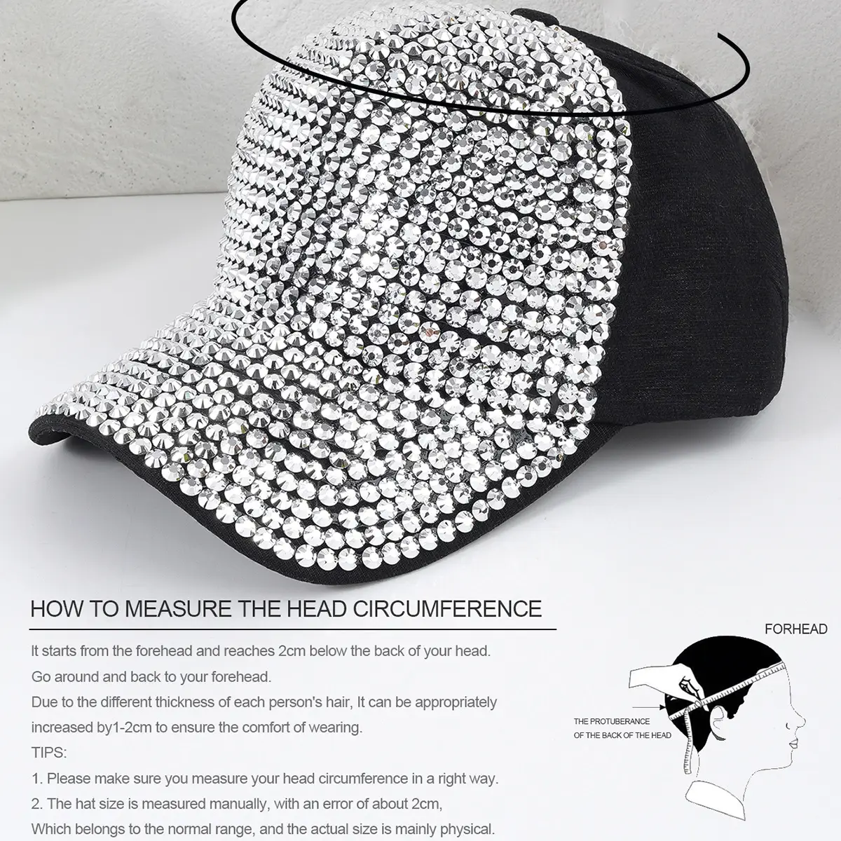 Cross-border Men's Diamond Baseball Cap Black