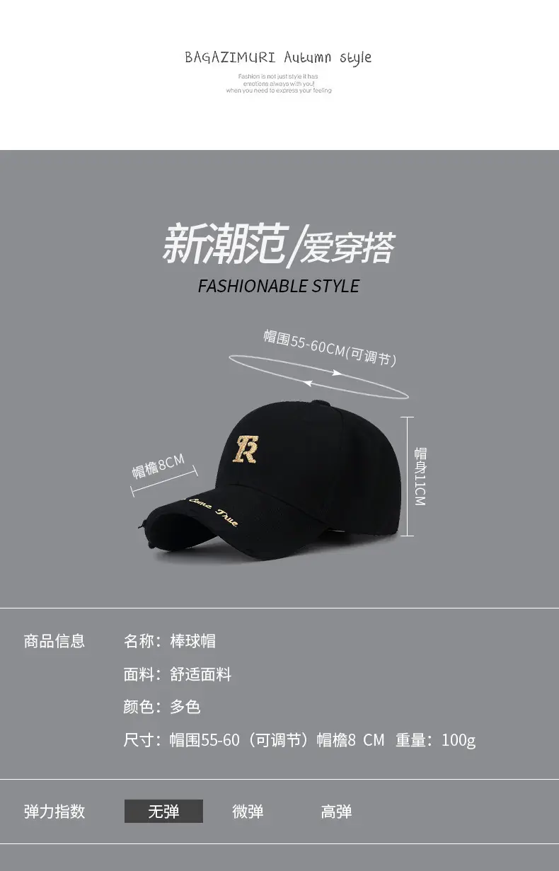 Black Korean Style Ripped Cap for Men Women — feature 3