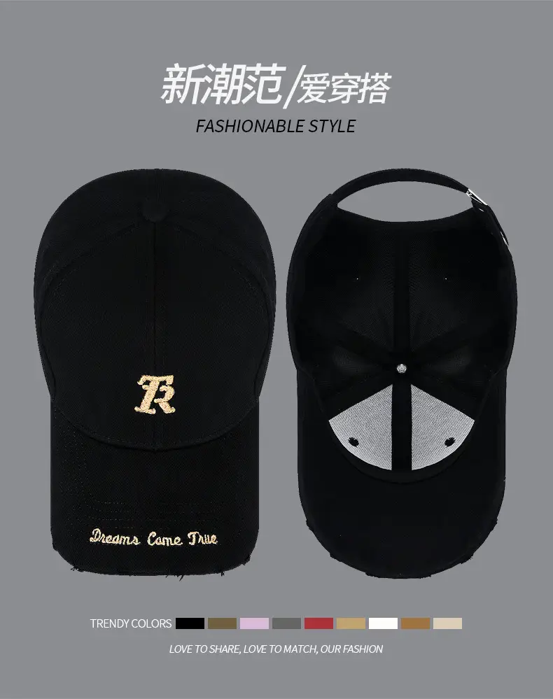 Black Korean Style Ripped Cap for Men Women — feature 9