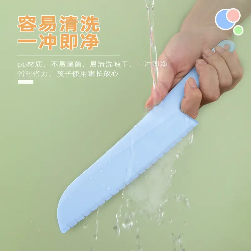 Baby Safety Knife Fork Plate Set Blue Plastic - Image 6