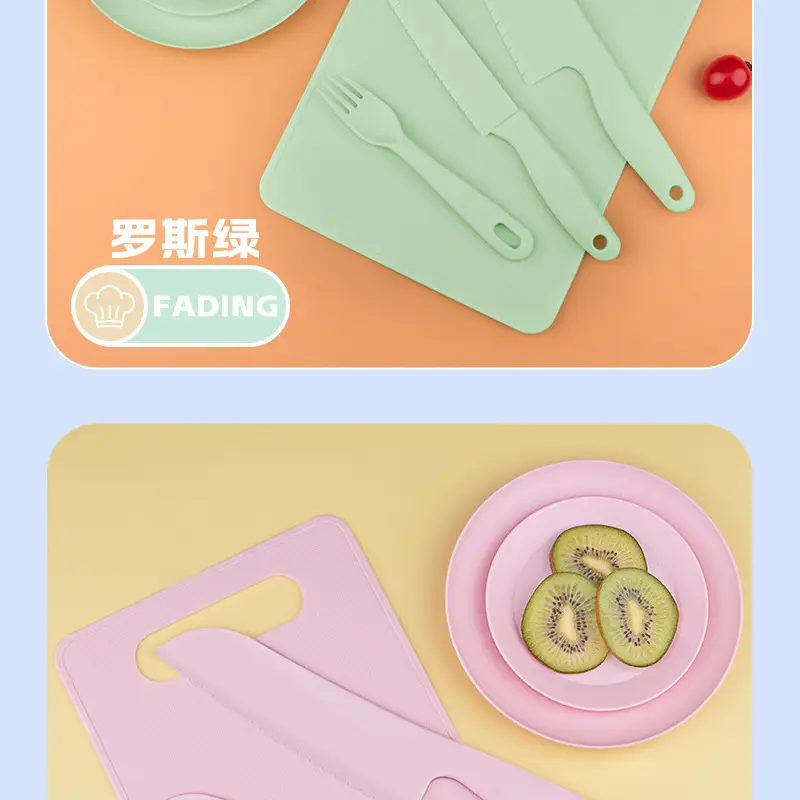 Baby Safety Knife Fork Plate Set Blue Plastic — feature 17
