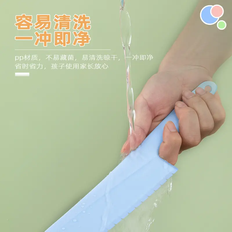 Baby Safety Knife Fork Plate Set Blue Plastic — feature 7