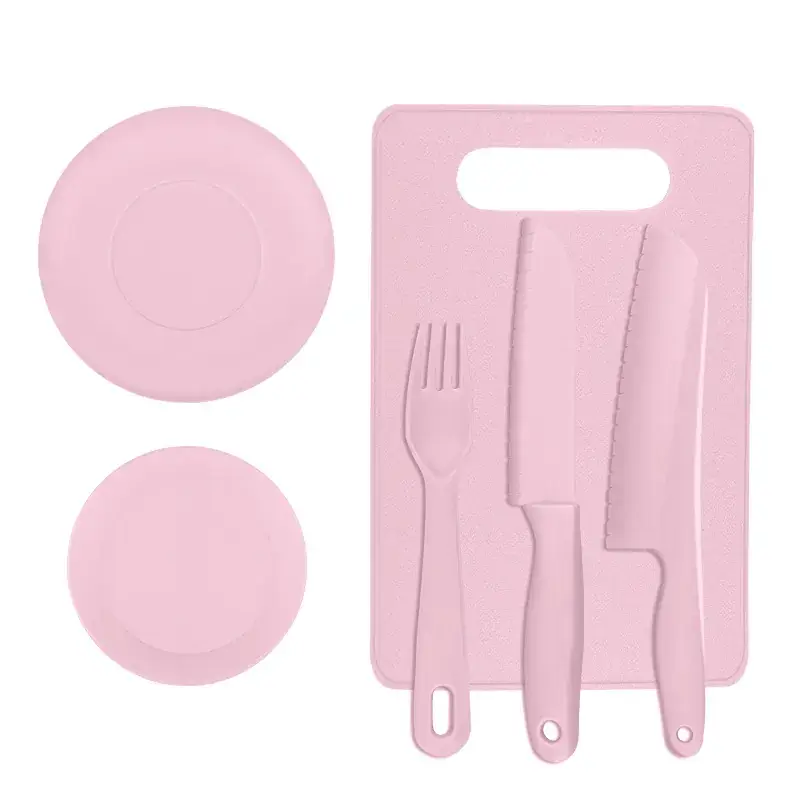 Baby Safety Knife Fork Plate Set Blue Plastic - Image 3