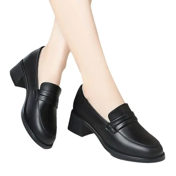 Leather surface middle-aged women's leather shoes deep mouth mid heel work shoes single-layer shoes soft bottom soft leather mother shoes middle-aged and elderly spring and summer - Image 6