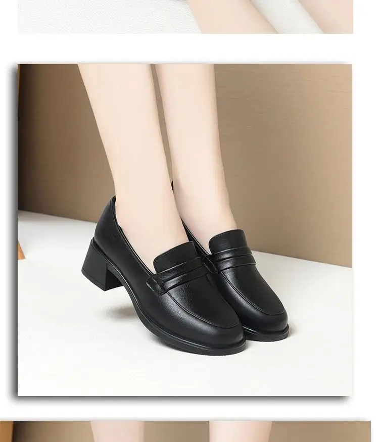 Leather surface middle-aged women's leather shoes deep mouth mid heel work shoes single-layer shoes soft bottom soft leather mother shoes middle-aged and elderly spring and summer — feature 5