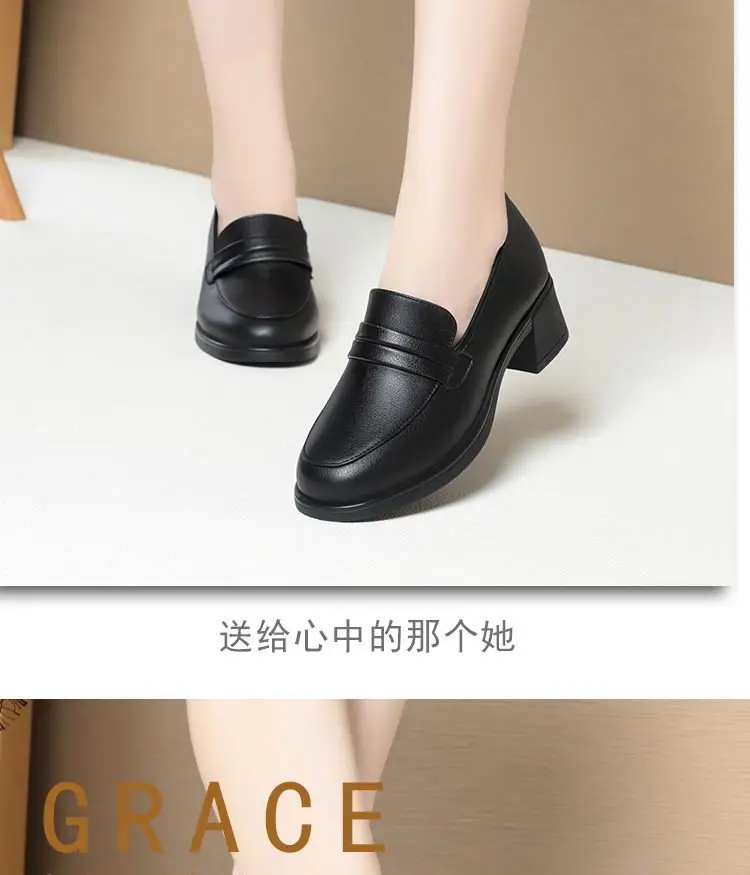 Leather surface middle-aged women's leather shoes deep mouth mid heel work shoes single-layer shoes soft bottom soft leather mother shoes middle-aged and elderly spring and summer — feature 7