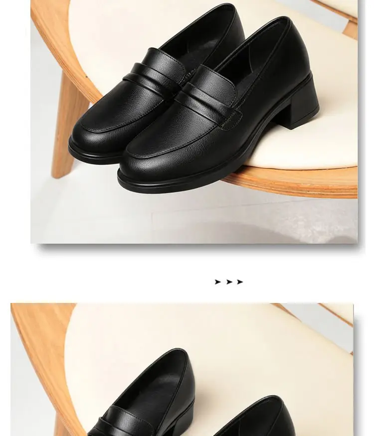 Leather surface middle-aged women's leather shoes deep mouth mid heel work shoes single-layer shoes soft bottom soft leather mother shoes middle-aged and elderly spring and summer — feature 9