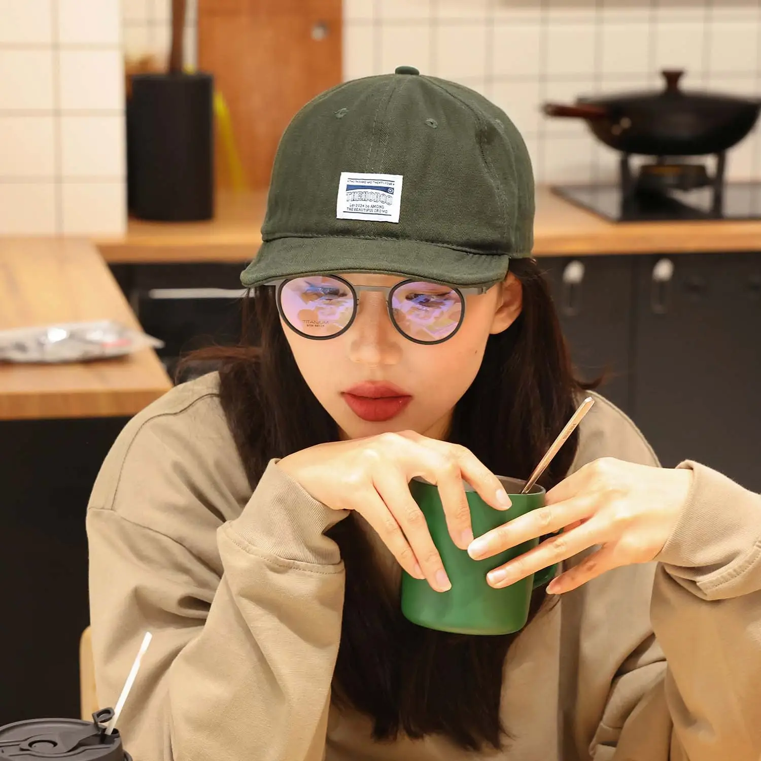 Women's Green Brim Cap Summer Soft Bristle - Image 5