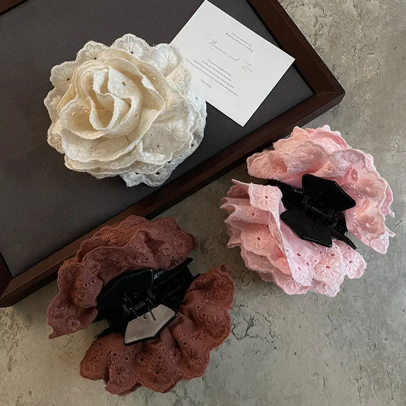 First Love Lace Flower Clip for Women 2024 Large Hair Volume - Image 8