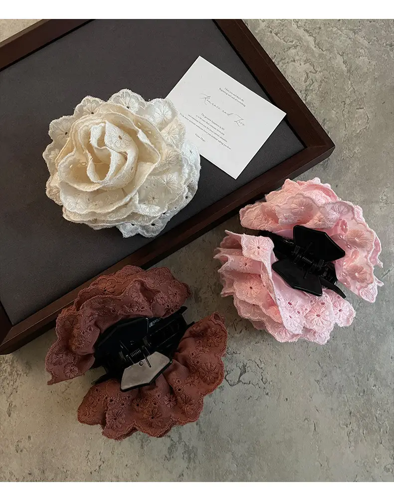 First Love Lace Flower Clip for Women 2024 Large Hair Volume — feature 1