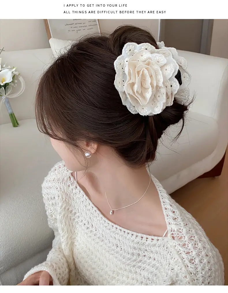 First Love Lace Flower Clip for Women 2024 Large Hair Volume — feature 2