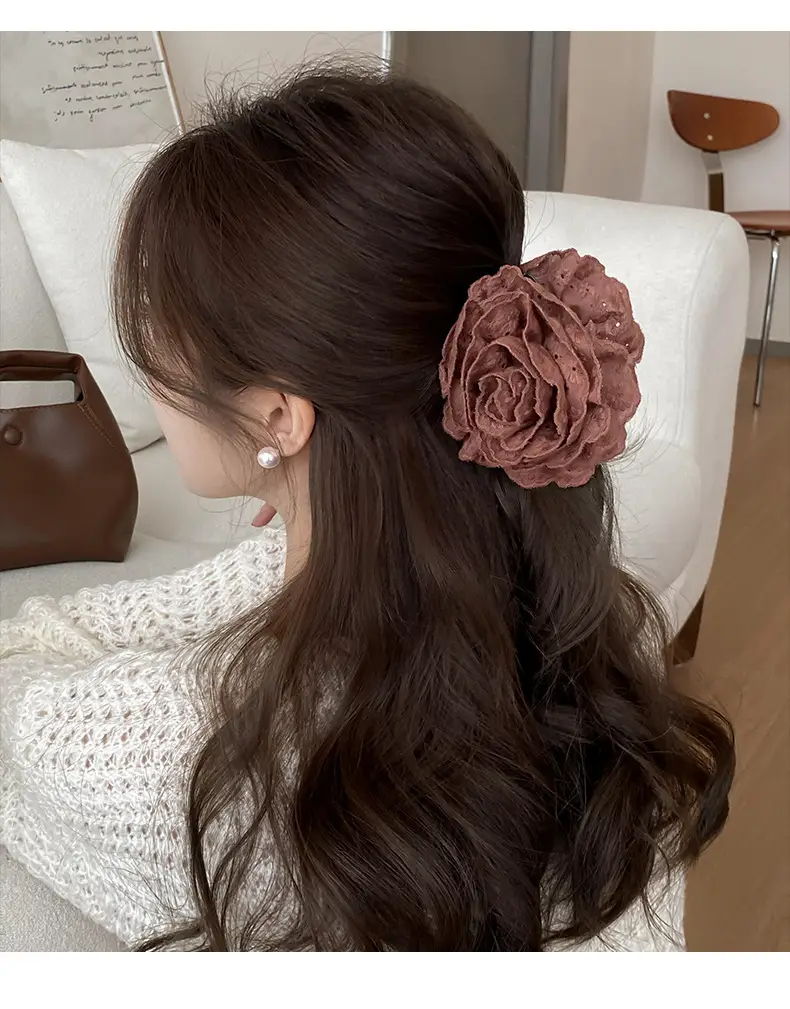 First Love Lace Flower Clip for Women 2024 Large Hair Volume — feature 3