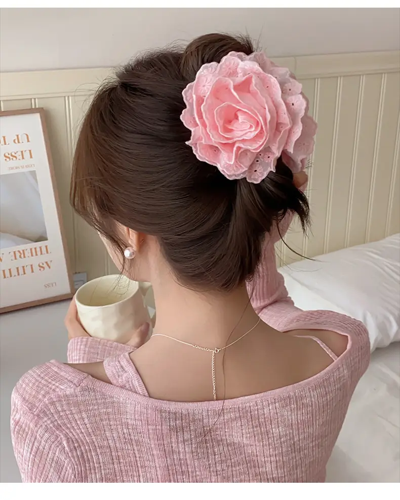 First Love Lace Flower Clip for Women 2024 Large Hair Volume — feature 4