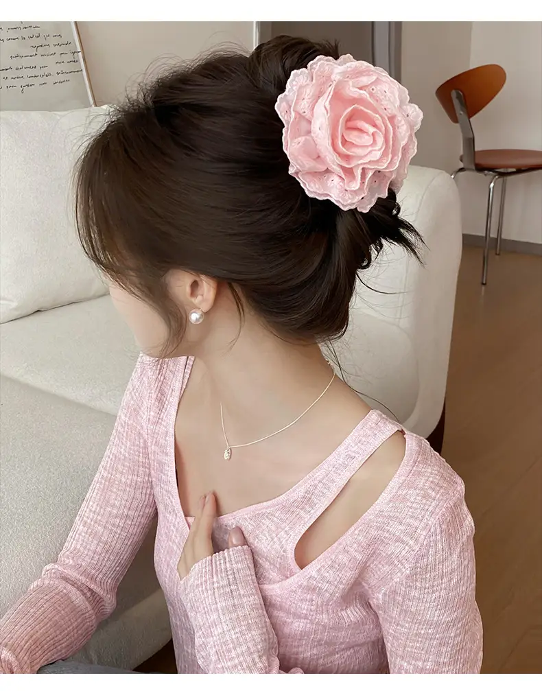 First Love Lace Flower Clip for Women 2024 Large Hair Volume — feature 7