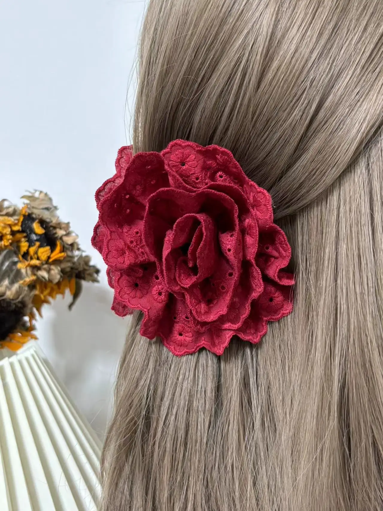 First Love Lace Flower Clip for Women 2024 Large Hair Volume - Image 2